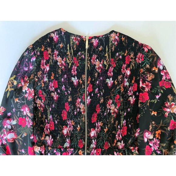 Ted Baker Aerrin Fern Forest Smocked Mini Dress Black TED 3/ US 8 - Picture 7 of 8